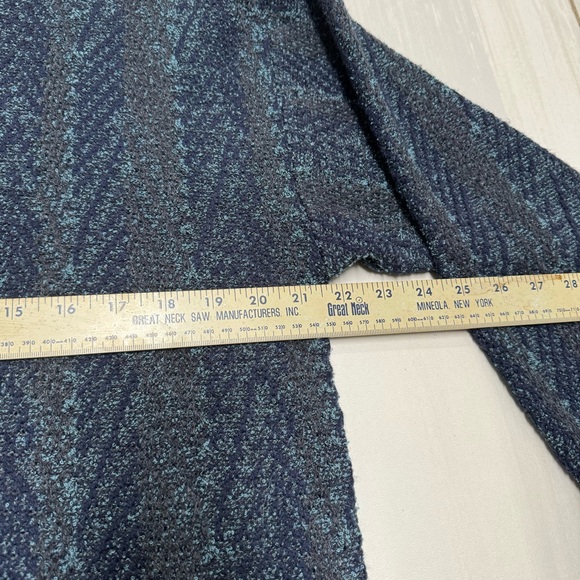 Jantzen L Sweater Blue Textured Zigzag Stripes Vintage - Picture 4 of 6